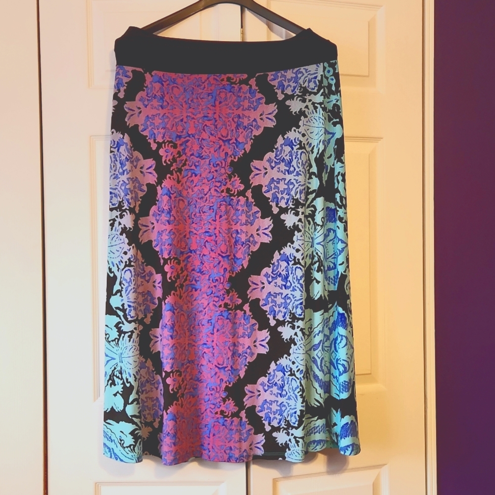 Venus Maxi Skirt Multicolored Patterned Aqua Purple Blue - Large